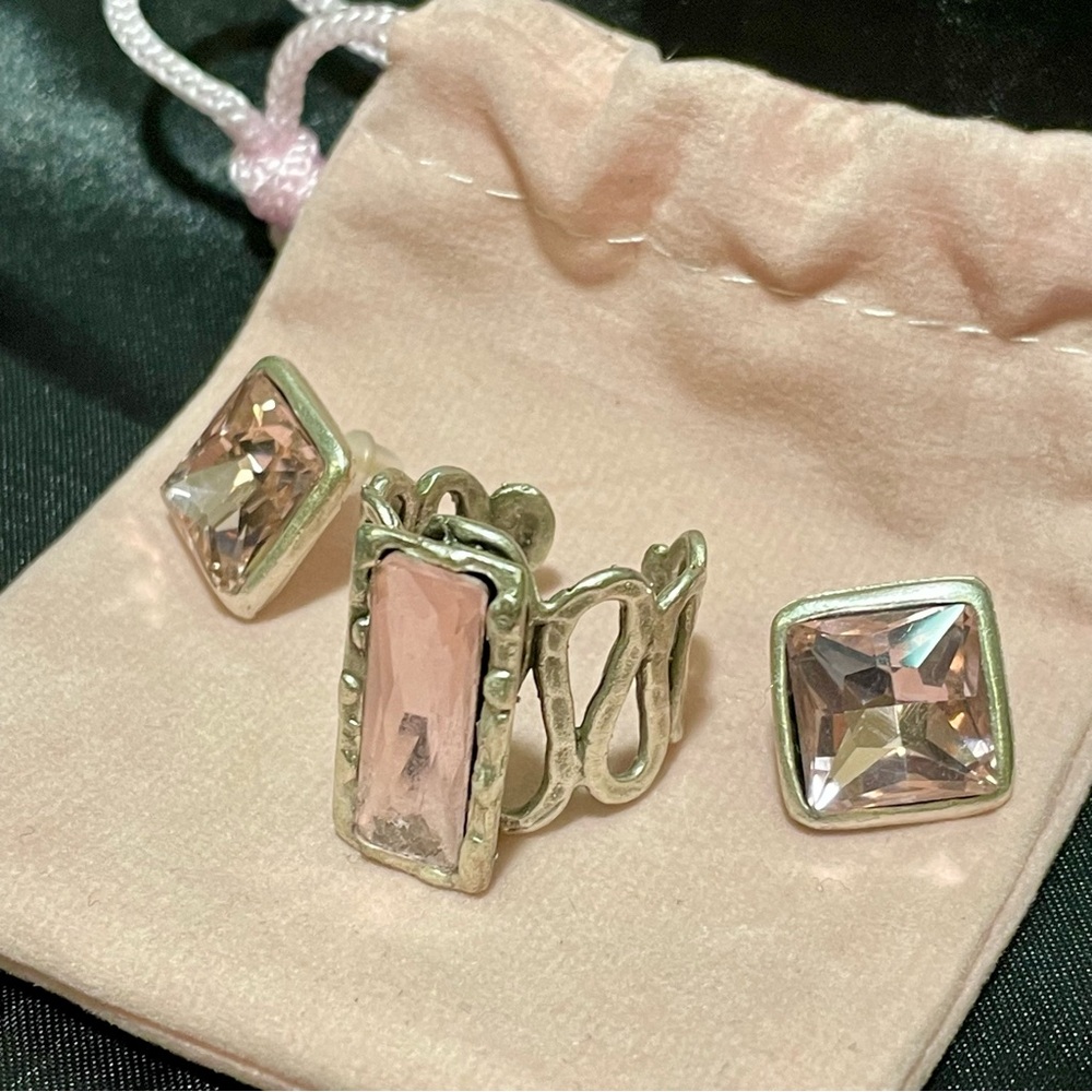 Nordstrom's Rack Fashion Jewlry-Silver and Pink Cubic Zyrconia Ring/Earrings Set - Picture 3 of 5